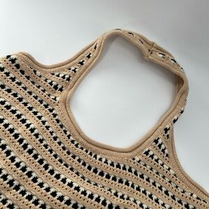 Dissh Crochet Mimi Natural Stripe Halter Top